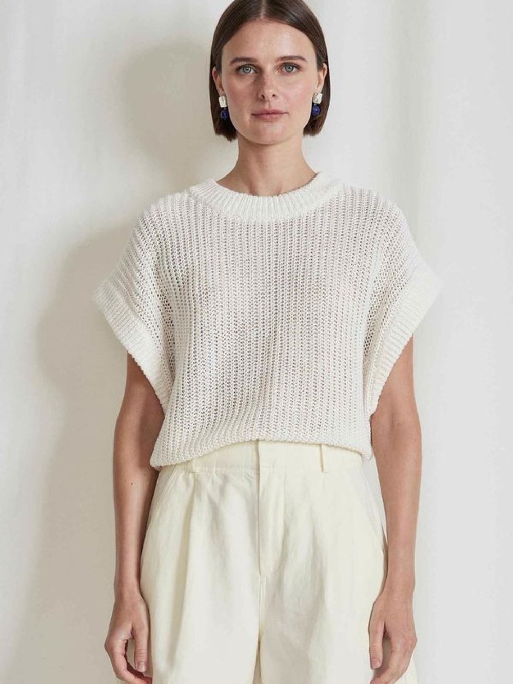 Apiece Apart Olivia Linen Vest, color Cream, size XS/S